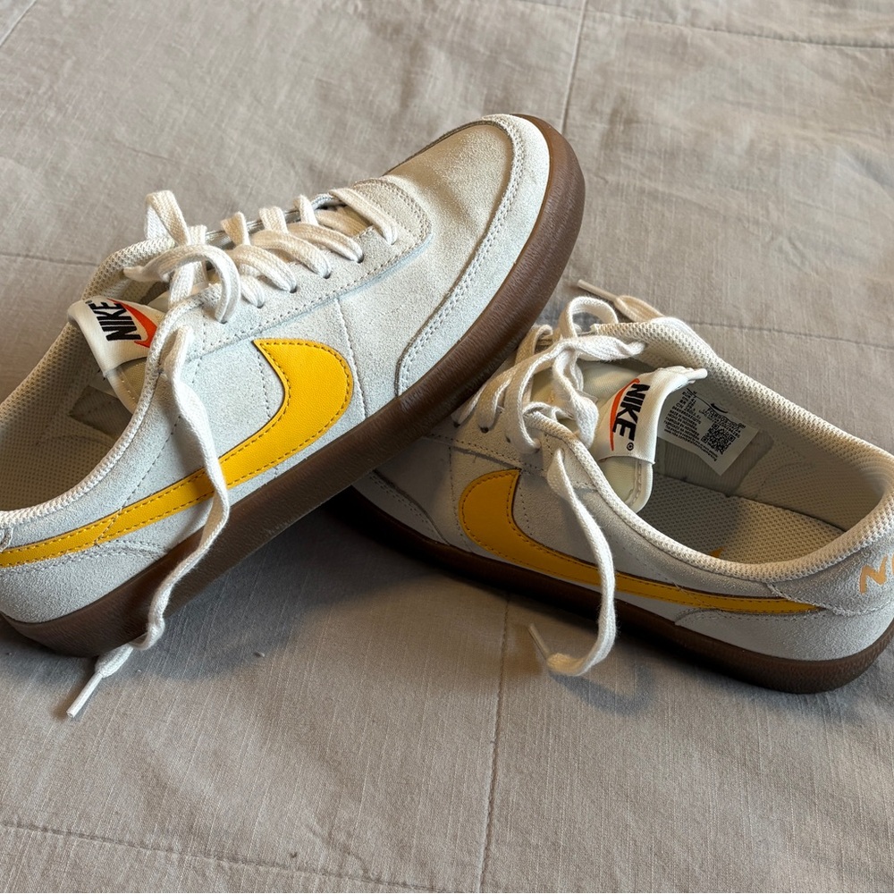 Nike Men’s Killshot 2 Sneaker — White with Yellow Swoosh